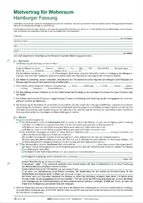 Produktbild von Mietvertrag für Wohnraum Hamburger Fassung 12 Seiten gefalzt auf A4 Packung mit 10 Stück