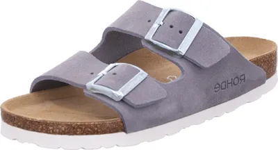 Produktbild von Rohde Damen Pantolette Velours Leder zwei Schnallen Komfortweite Alba 5590, Größe:39 EU, Farbe:Grau