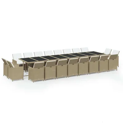 Image de vidaXL Ensemble de salle à manger de jardin 21 pièces avec coussins en polyrotin beige