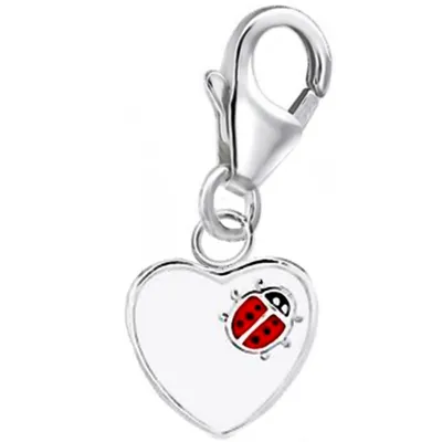 Herz Charm Anhänger mit Marienkäfer I Echtschmuck Glücksbringer

