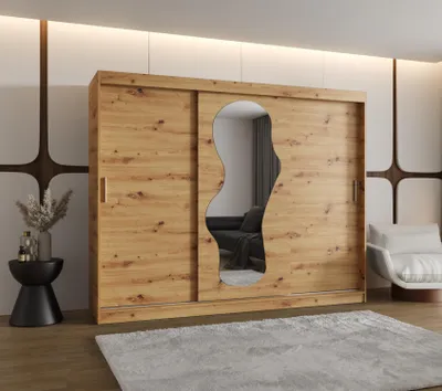 Produktbild von Kleiderschrank 250 cm BEYZA mit Spiegel – Eiche, handgefertigt