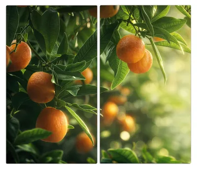 Produktbild von Spritzschutz Herdabdeckplatte Schneidebrett aus Glas Orangenbaum Closeup 2-Teilig (60x52cm)
