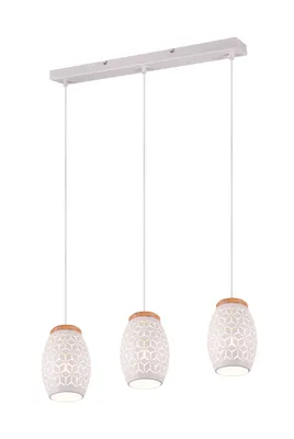 Produktbild von Pendelleuchte, 3-flammig, Höhe anpassbar, mit Holzakzenten, 150 cm Höhe, 71 cm breit, Deckenmontage, weiß, lightling Bill