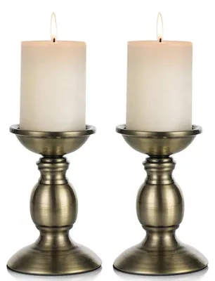 Produktbild von Set von 2 Braunen Kerzenhaltern für 8cm Kerzen - Perfekt für Feiern und Dekoration