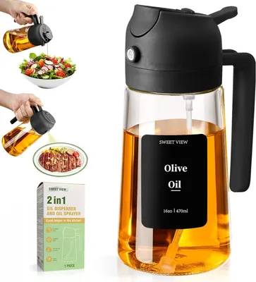 Produktbild von Ölsspender – 470 Liter – Glas – Spülmaschinenfest – BPA-frei – Wiederverwendbar – Schwarz