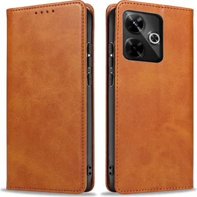 Produktbild von Handyhülle für Xiaomi Redmi 13 Kunstleder Flip Cover Hülle Handytasche Case Kartenfach Farbe: Hellbraun