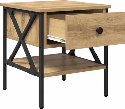 Produktbild von vidaXL Nachttisch Artisan-Eiche 40 x 42 x 45 cm Schichtholz und Metall