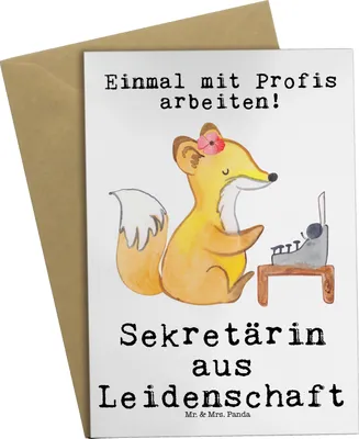 Produktbild von Mr. & Mrs. Panda Grußkarte Sekretärin Leidenschaft - Weiß - Geschenk, glückwunschkarten, vatertagskarte, osterkarten, weihnachtskarten, einladungskarten