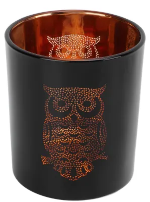 Produktbild von Votivkerzenhalter aus Glas, Nachteule, langlebig, geruchlos, schwarz, romantisches Teelicht für Zuhause, Büro, Bar