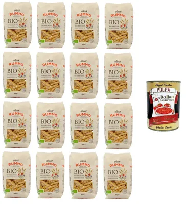 Produktbild von Rummo Pasta Penne Rigate Nr. 66 16x500gr+ Italian Gourmet polpa 400g