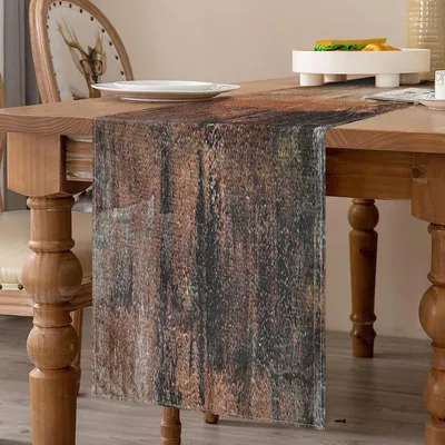 Zdjęcie produktu dla Bieżnik na Stół Lniany 40 x 140 cm Kolor Brązowy Stylowy