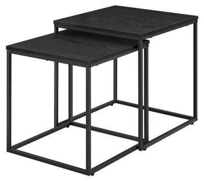 Productafbeelding van Salontafel - Leobert - Zwart/Zwarte poten - 50 x 50 x 50,5 cm - Set van 2