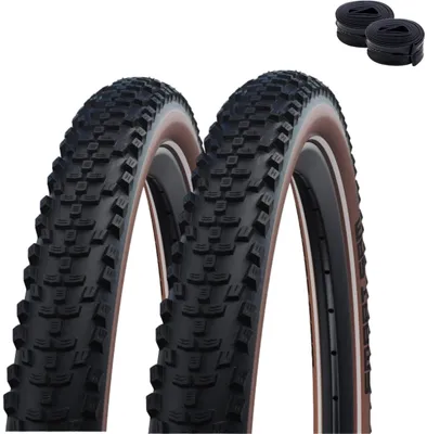 Obrázek produktu pro 2 x cyklistické pláště Schwalbe Smart Sam ADDIX Performance Line Black/Bronze 54-584 (27,5 x 2,10) + 2 x duše Schwalbe SV19 včetně páček na pláště