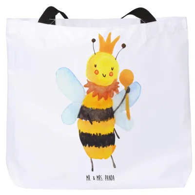 Produktbild von Mr. & Mrs. Panda Schultasche Biene König - Weiß - Geschenk, Tote Bag, Reisetasche, Strandtasche, Einkaufstasche, Laptoptasche