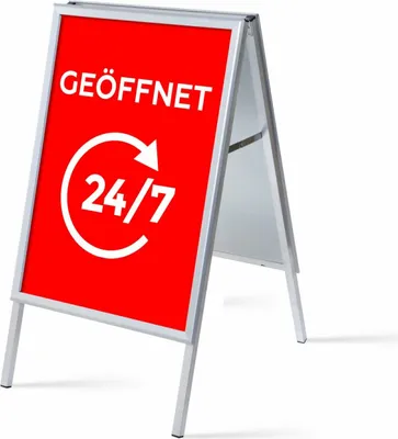 Produktbild von Showdown Kundenstopper - DIN A1 - Komplett-Set - Geöffnet 24/7 Deutsch - Rot/Schwarz