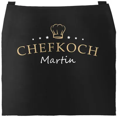 Produktbild von Küchen-Schürze eigener Name Schriftzug Chefkoch individualisierbar Kochschürze Männer personalisierte Geschenke SpecialMe® schwarz unisize