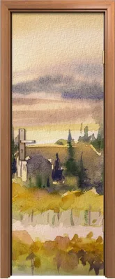 Produktbild von Türposter 70x200 cm Türaufkleber Türtapete Türfolie Klebefolie Toskanische Landschaft Aquarelle