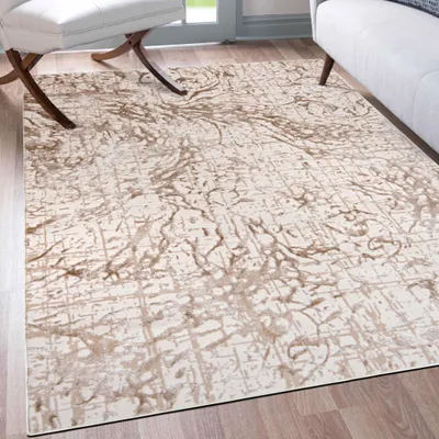 Zdjęcie produktu dla Mazovia Dywan Beżowy Nowoczesny Abstrakcyjny - Salon, Sypialnia, Jadalnia, Biuro, Niskie Runo Prostokąt - Certyfikat OEKO-TEX®, Beżowy - 120 x 170 cm