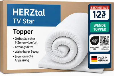 Produktbild von Kaltschaumtopper 180x200, 6cm Ergonomische 7-Zonen Kaltschaum Matratzenauflage Matratzentopper Matratzenschoner Topper - H2&H3 - hERZtal