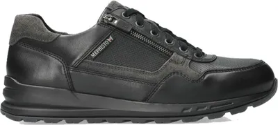 A single black Mephisto shoe shown from a side-angle.