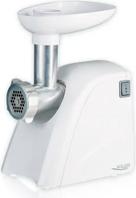 Obrázek produktu pro Adler AD 4803 Mlýnek na maso, Příkon 800 W, Mísa, Síto střední velikosti, Síto na mleté maso, Síto na mák, Pluh, Plnička klobás Adler