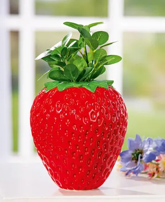 Image de Gilde Vase, Erdbeere, "Frutilla", Keramik, rot, VE 2, H. 16 cm, D. 14.5 cm 58634 4063387586341