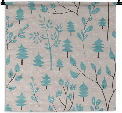 Produktbild von MuchoWow® Wandteppich Wandbehang Winter - Wald - Design 60x60 cm Tapisserie Dekoration Wandtuch - Dekorationen - Wand Decke