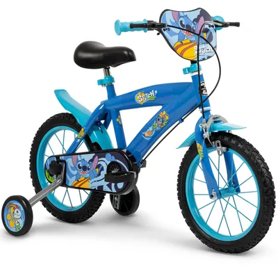 Kinderfahrrad 14 Zoll Disney Stitch blau mit Korb