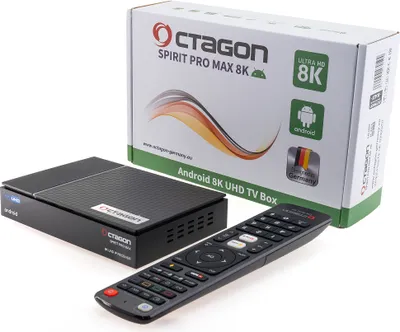 Produktbild von Octagon Spirit PRO MAX 8K UHD HDR10+ Smart Android TV OTT IP Media Streaming Box mit Widevine Level L1 Support, 5G WLAN, BT RCU