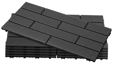 Produktbild von Eikuavons WPC Terrassenfliesen 30x60 cm Anthrazit 54 Stück 9 m² Klickfliesen Garten Balkon