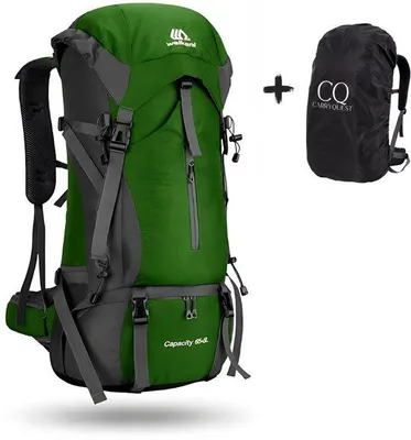 Image de Sac à dos CarryQuest® 70L, imperméable, avec housse de pluie en nylon, couleur vert foncé