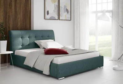 Obrázek produktu pro Moderní čalouněná postel Evelyn s úložným prostorem modrá 180 x 200
