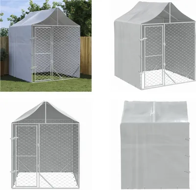 Immagine prodotto di vidaXL Cuccia per cani da esterno con tetto argento 2x2x2,5 m Acciaio zincato - Cuccia per cani da esterno - Cuccia per cani da esterno - Cuccia per cani - Gabbia per cani