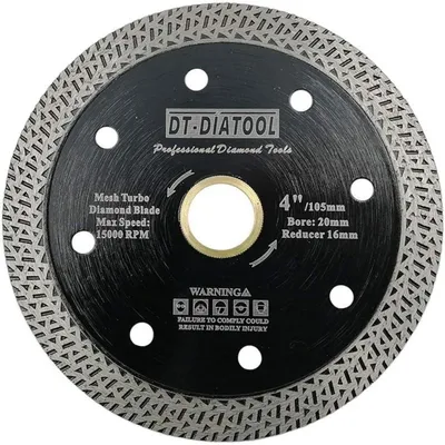 Productafbeelding van Diamantzaagblad 105 mm, mesh-type, turbo, voor tegels, marmer, keramiek, graniet, met een boorgat van 20/16 mm