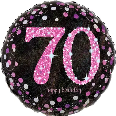Produktbild von AMSCAN 3378901 Folienballon Happy Birthday 70 - Ø 43 cm, schwarz/pink, Konfetti