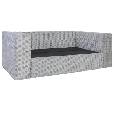 Produktbild von vidaXL 2-Sitzer-Sofa mit Kissen Grau Natürliches Rattan