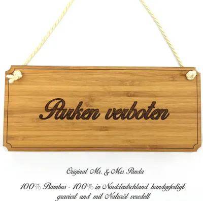 Produktbild von Mr. & Mrs. Panda Schild Parken verboten - Geschenk, Geschenkidee, Wegweiser, Shabby, Werbeschild, Praxisschild, Infotafel, Türschild, Graviert, Landhaus