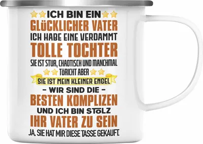 Produktbild von Trendation - Vater Tochter Emaille Tasse Geschenk Papa Töchter Geschenkidee Partner Ja Sie Hat Mir Diese Emaille Tasse Gekauft (Silber)