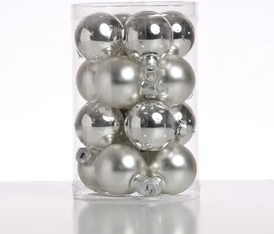 Christbaumkugel - Glas - D: 3,5cm - glänzend und matt - silber - 16er Set