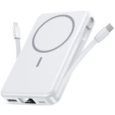 Produktbild von Magnetische Powerbank, Kabellose Powerbank, 10000mah Powerbank, Schnelles Laden, mit MagSafe & 2 integrierten Kabeln, Kompatibel mit ios & Android