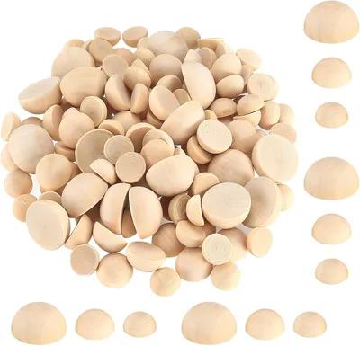 Productafbeelding van Halve Houten Kralen - Natuurlijke Halfronde Kralen voor Knutselen - DIY Sieraden Maken - Kunst Decoratie - 10mm - 12mm - 15mm