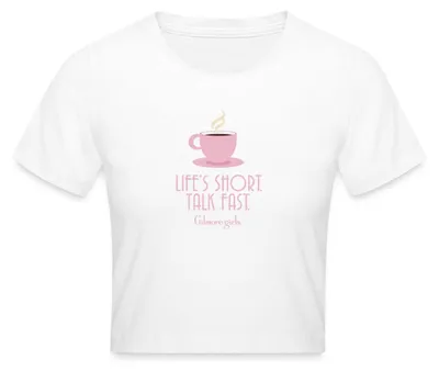 Produktbild von Spreadshirt Gilmore Girls Kaffeetasse & Spruch „Talk Fast“ Crop Top, XS, Weiß