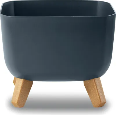 Image de Prosperplast Gracia Square Pot de fleurs avec pieds amovibles incl. insert pour l'intérieur et l'extérieur Pot de plantes carré en plastique résistant aux UV 29x29x22cm Anthracite