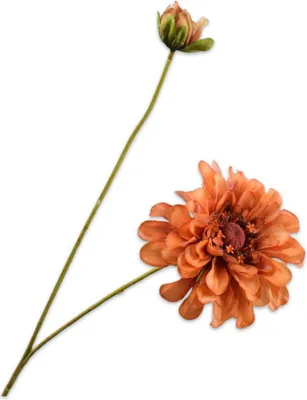 Produktbild von Silk-ka Kunstblume - Seidenblume Zinnienzweig orange 62cm