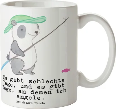 Produktbild von Mr. & Mrs. Panda Teetasse Panda Angeln - Weiß - Geschenk, Kaffeetasse, Motivtasse, Angler, Kaffeebecher, Hobbyangler, Tasse, Angelsport, gehen, Becher, Angelverein