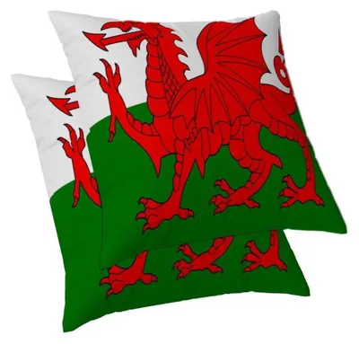 Immagine prodotto di Coperte per cuscini con motivo della bandiera gallese, 60x60 cm, set da 2, in poliestere