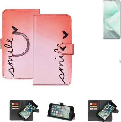 Produktbild von K-S-Trade Schutzhülle Handyhülle kompatibel mit Vivo V40e Hülle cover bookstyle Etui ''smile'' rot Standfunktion Kameraschutz (1Stk)