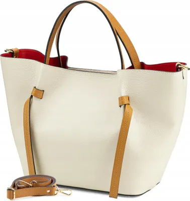 Immagine prodotto di Borsa Shopper Da Donna In Pelle Beige Vera Pelle, Borsa Bauletto, Borsa Messenger Italia