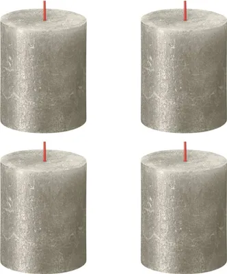 Produktbild von Bolsius Rustikale Stumpenkerzen Shimmer 4 Stk. 80x68 mm Champagner