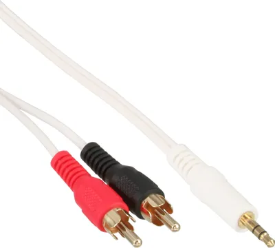 Image de InLine® 89929W Câble RCA/Jack, 2x RCA mâle à 3,5mm jack mâle, blanc / or, 10m